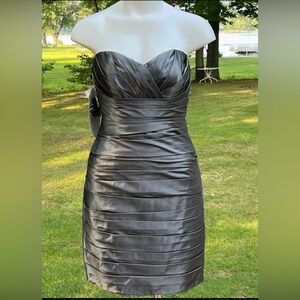 Alfred Angelo Strapless Silver Metallic Prom Dress